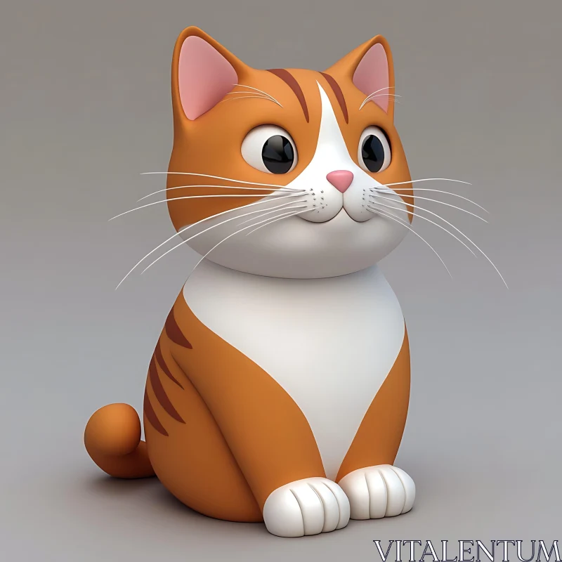 3D Animated Orange and White Cat AI Image