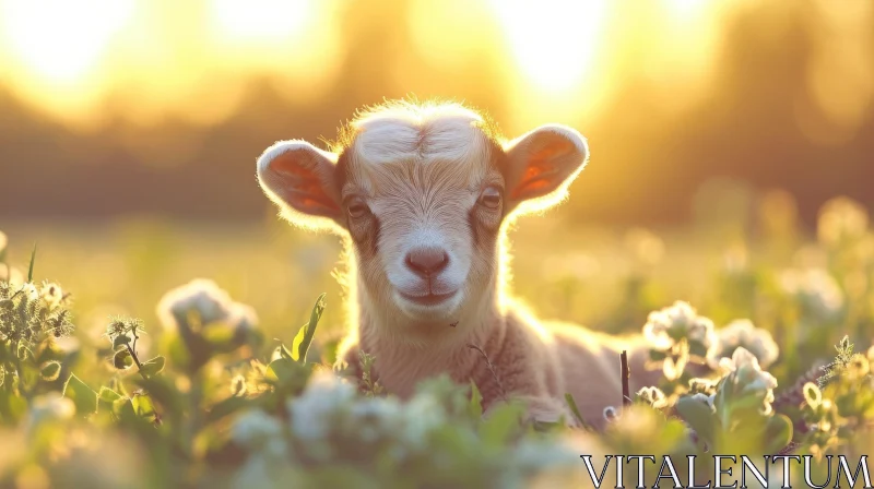 Close-up of a Curious Lamb in a Green Field | Nature Photography AI Image