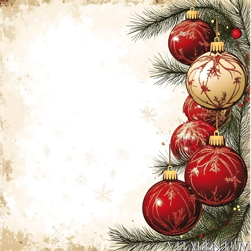 Red and Gold Christmas Baubles AI Image