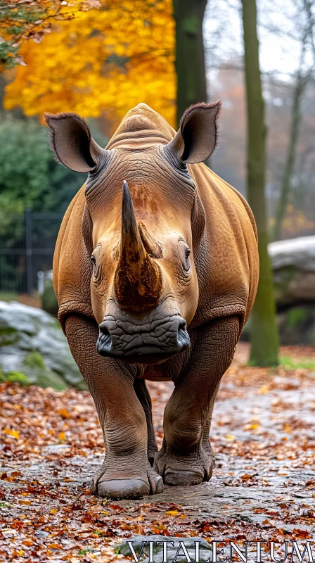 Rhinoceros in Autumn Forest AI Image