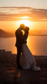 Wedding Couple at Sunset on Cape Town Cliffs