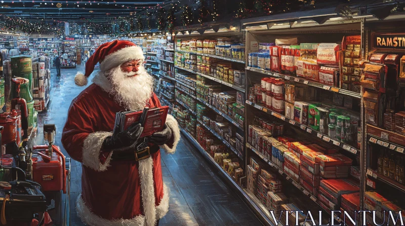 Santa Shopping in a Festive Supermarket AI Image