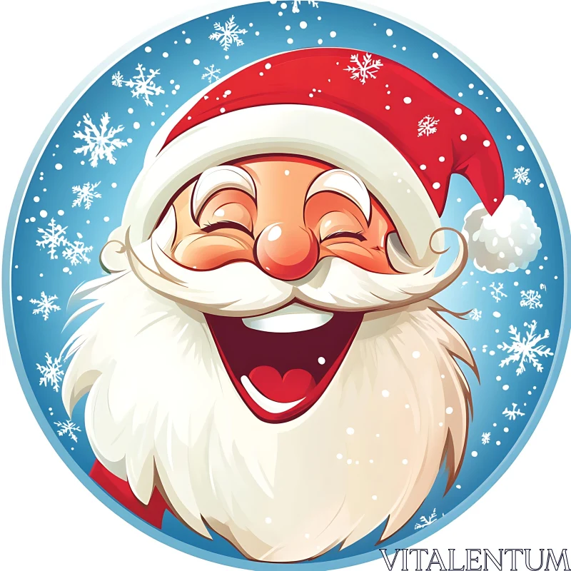 Jolly Santa Claus in Snowy Winter Illustration AI Image