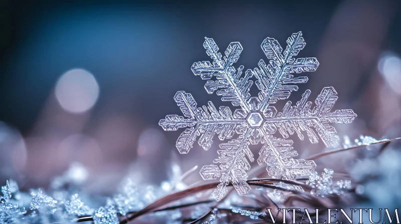 Detailed Snowflake Macro Photography AI Image