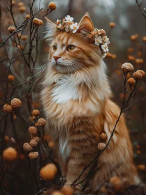 Regal Feline Amidst Rustic Flora