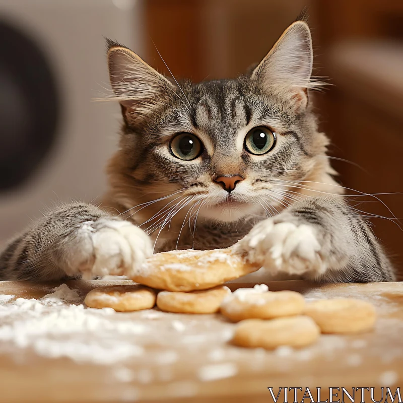 Cute Cat with Cookies AI Image