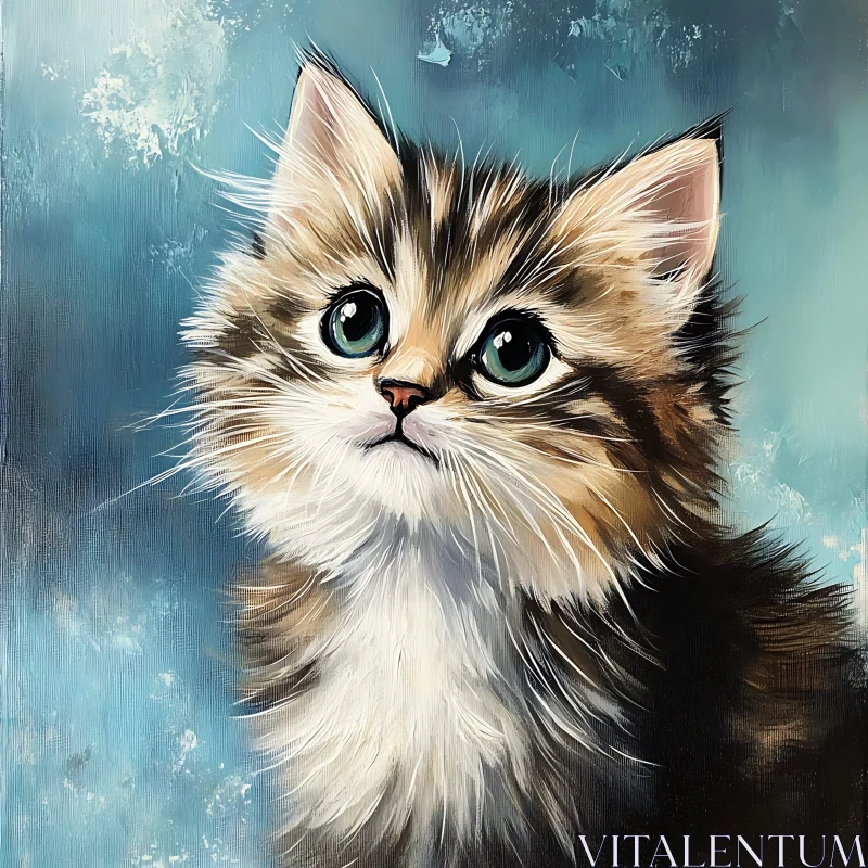 Adorable Kitten Oil Painting AI Image