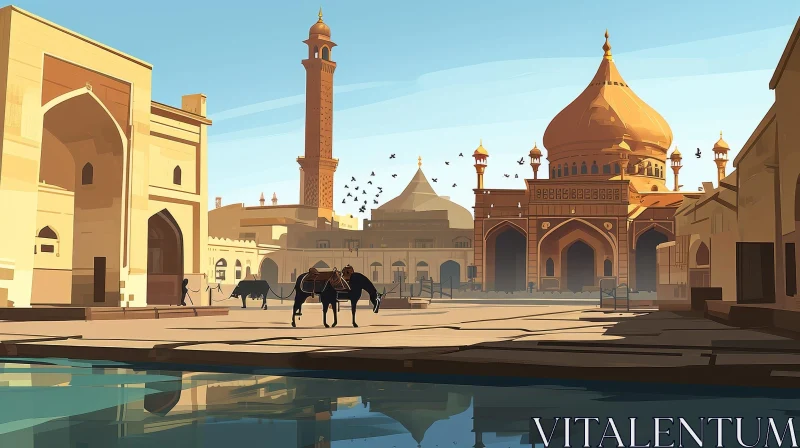 Captivating Middle Eastern City Digital Painting AI Image