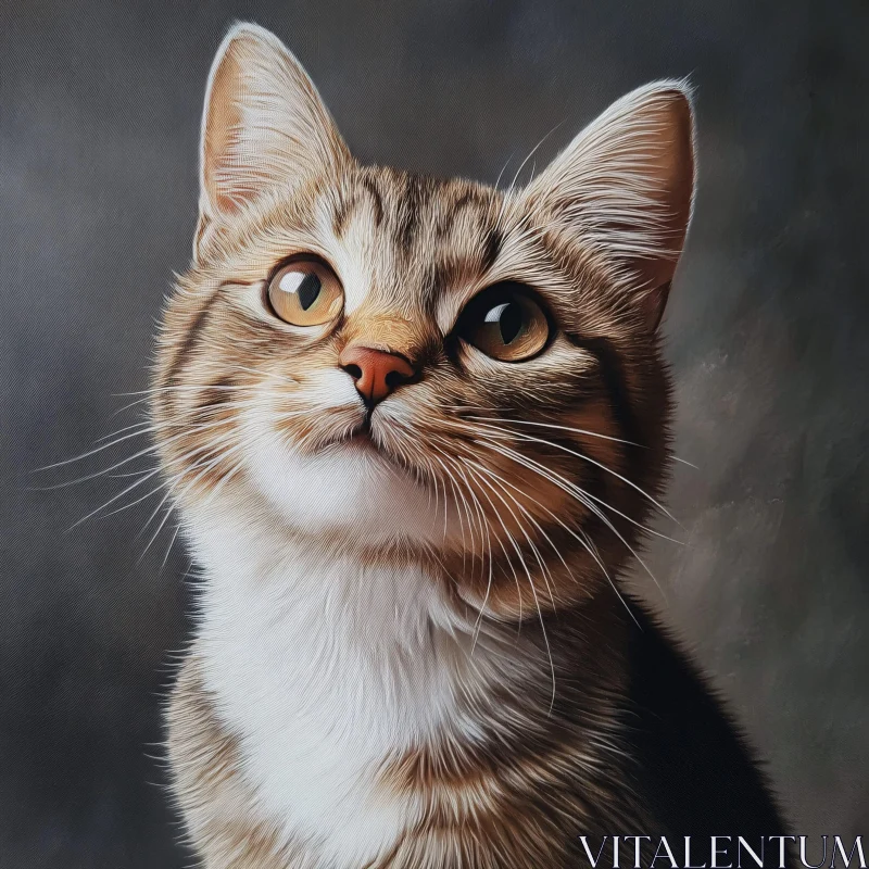 AI ART Portrait of a Tabby Cat Looking Upward