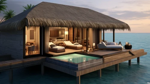 Luxurious Maldives Villa Resort with Moody Lighting