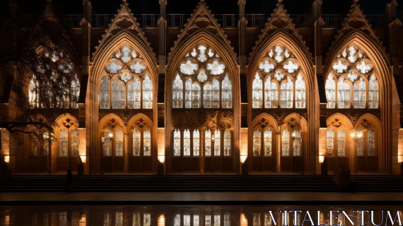 Night View of Gothic Cathedral AI Image