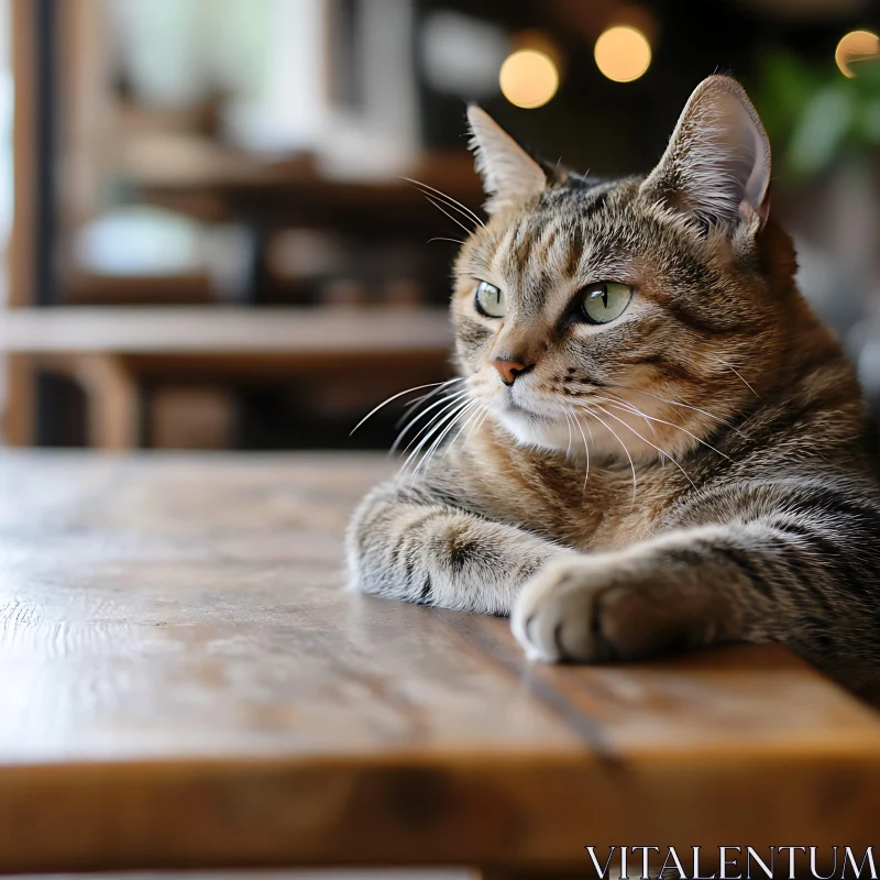 Thoughtful Tabby Cat Indoors