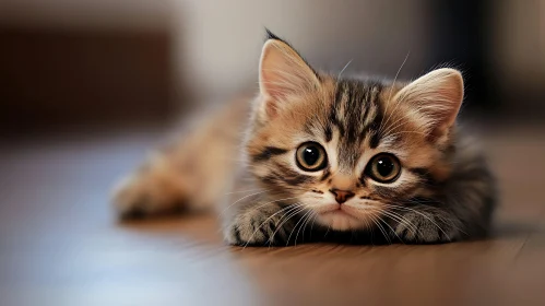 Close-Up of a Cute Kitten with Big Eyes