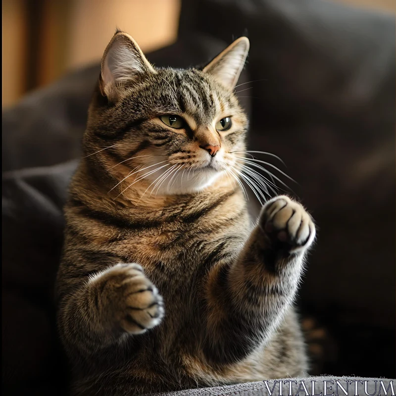 Attentive Tabby Cat in Close-Up Shot