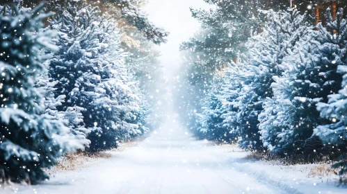 Snowy Pine Trees in Winter