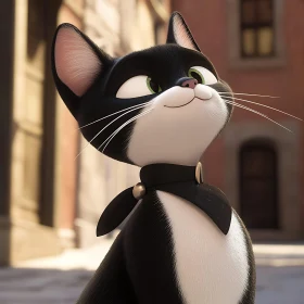 Whimsical Cat Animation in Urban Setting