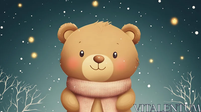Adorable Bear in Winter Wonderland