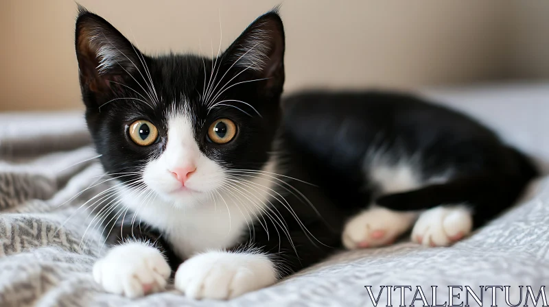 Curious Black and White Kitten