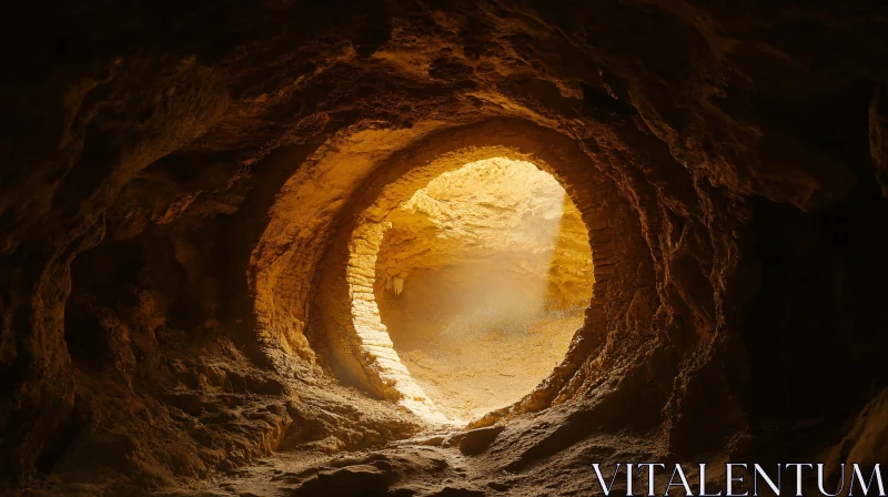 Circular Underground Tunnel Lit by Sunbeam