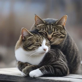 Tender Moment of Feline Companionship