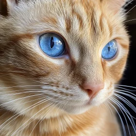 Detailed Portrait of Cat with Blue Eyes