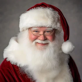 Santa Claus in Traditional Red Suit and Fur Trim