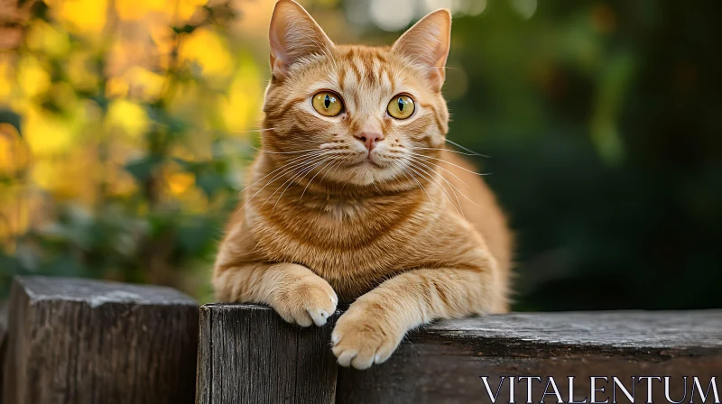 Ginger Feline Perched Elegantly on Fence