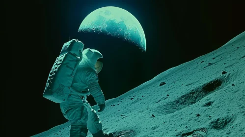 Celestial Exploration: Captivating Moonwalk by an Astronaut