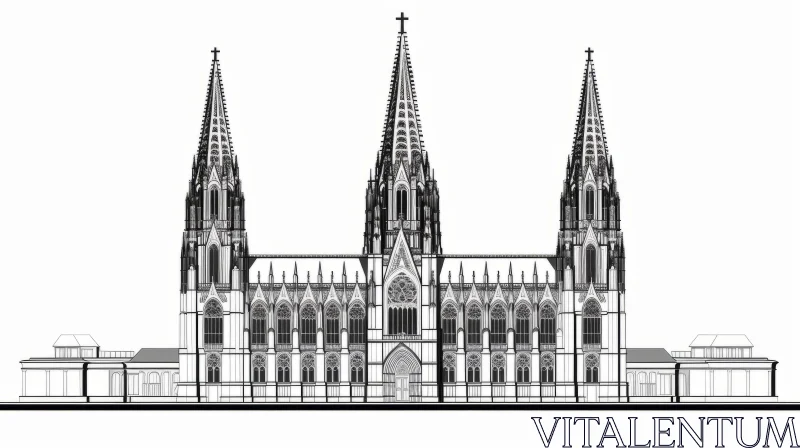 Cologne Cathedral Vector Illustration - Architectural Drawing AI Image
