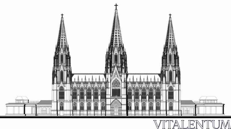Cologne Cathedral Vector Illustration - Architectural Drawing