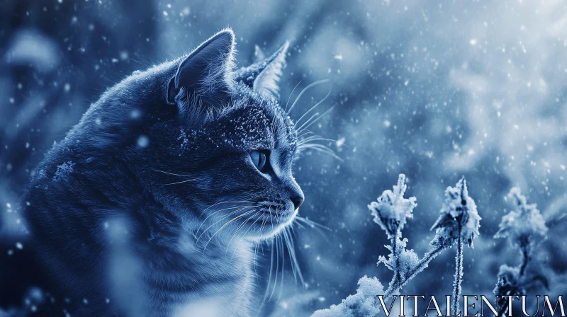 Serene Winter Cat Scene