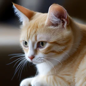 Orange Feline with Green Eyes and Whiskers