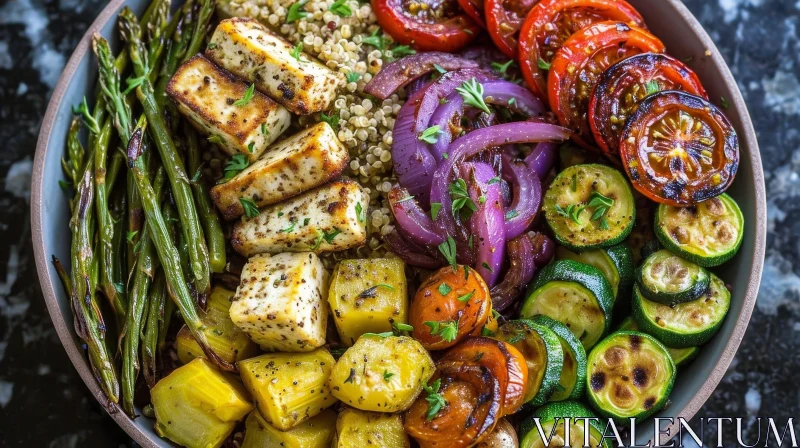 Delicious Grilled Vegetable Bowl with Tofu and Quinoa AI Image