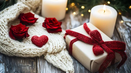 Romantic Gift and Candlelit Ambiance