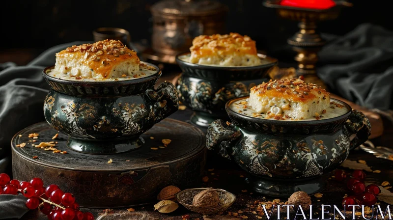 Exquisite Ceramic Bowl Set with Oriental Patterns | Dark and Mysterious Atmosphere