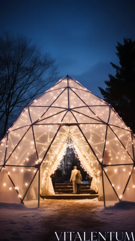 Icy Winter Wedding under a Geodesic Dome AI Image