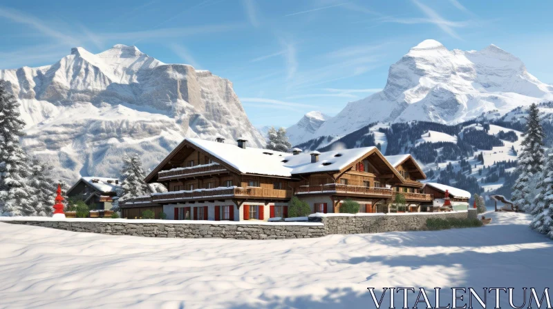 Luxurious House in Alpine Environment | Hyperrealistic Rendering AI Image