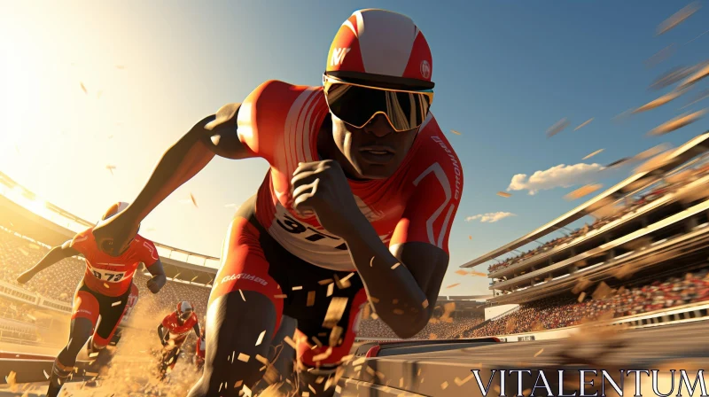 Professional Cyclist Racing on Velodrome AI Image