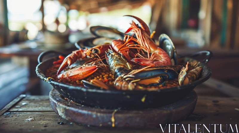 Traditional Spanish Paella Dish | Seafood Rice Recipe AI Image