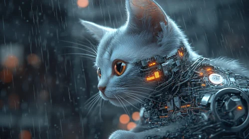 Futuristic Cat with Cyber Enhancements