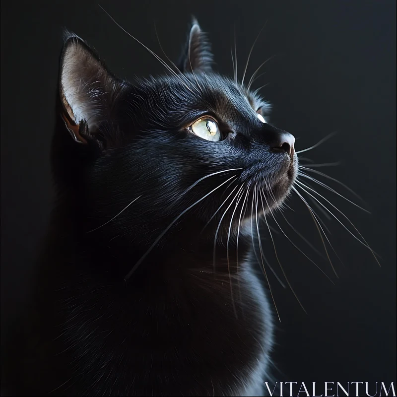 Elegant Close-up of a Black Cat AI Image