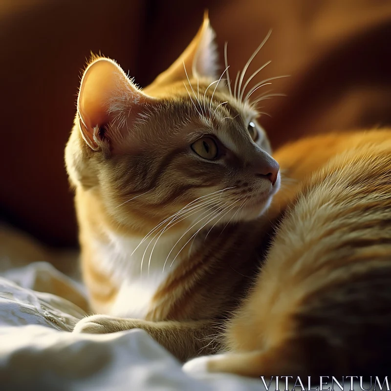 Feline Beauty: Orange Tabby Cat Close-Up AI Image