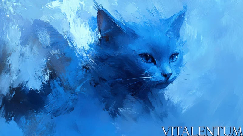 AI ART Surreal Blue Cat Artwork