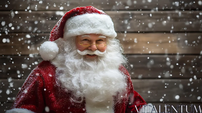 Santa Claus in Festive Winter Scene AI Image