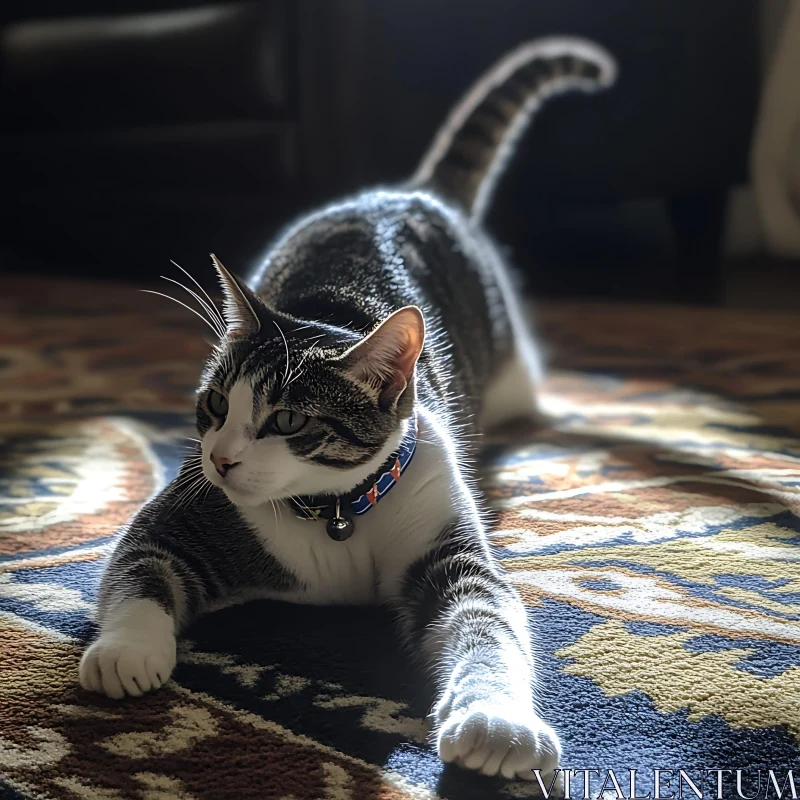 Playful Cat in Sunlight AI Image