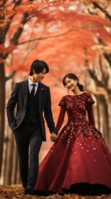 Elegantly Romantic Korean Wedding in Autumn Forest
