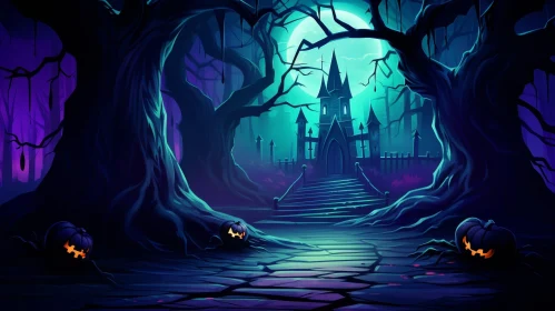 Mysterious Haunted Castle Digital Painting
