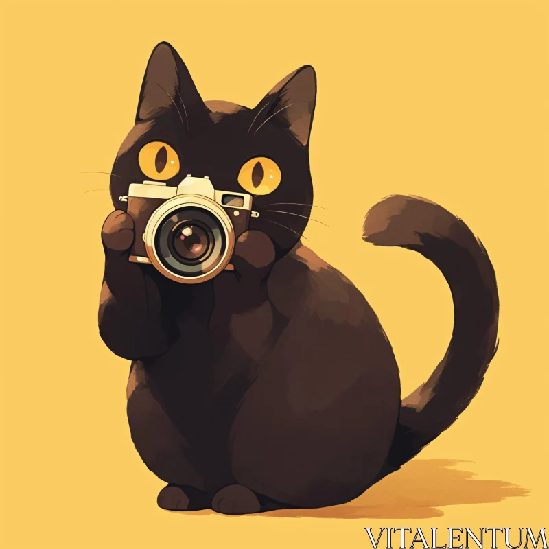 Playful Cat with Camera Art AI Image