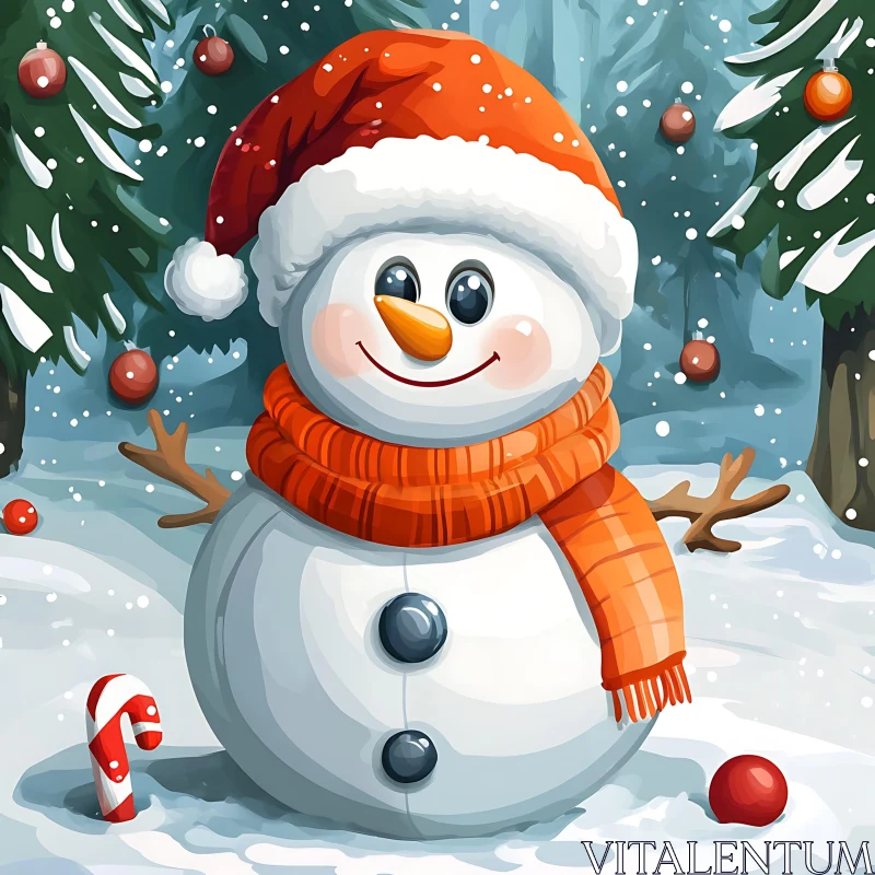 Joyful Snowman Adorned for Christmas AI Image