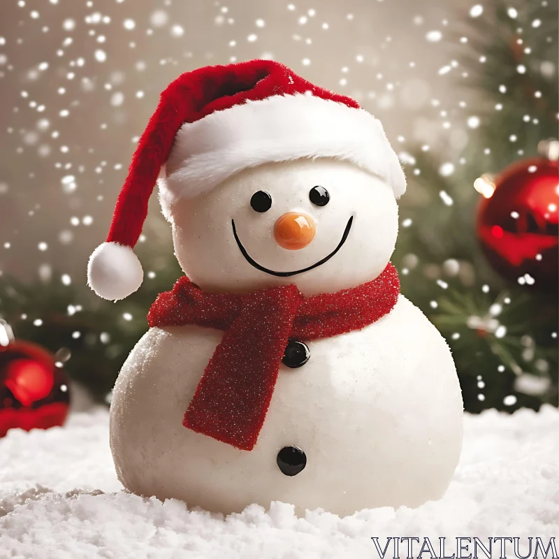 Jolly Snowman in Christmas Decor AI Image